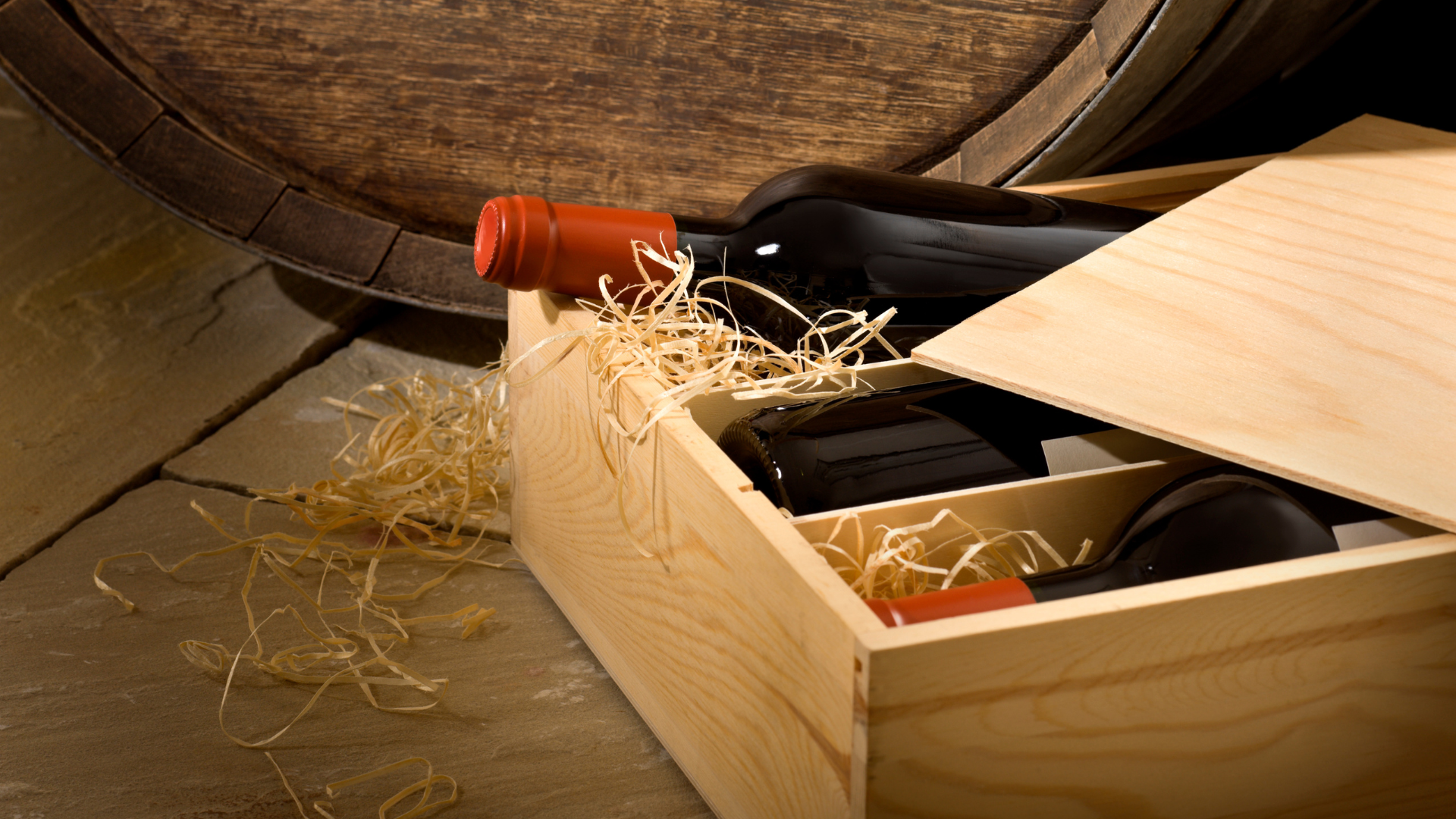 Bottle of wines in a box