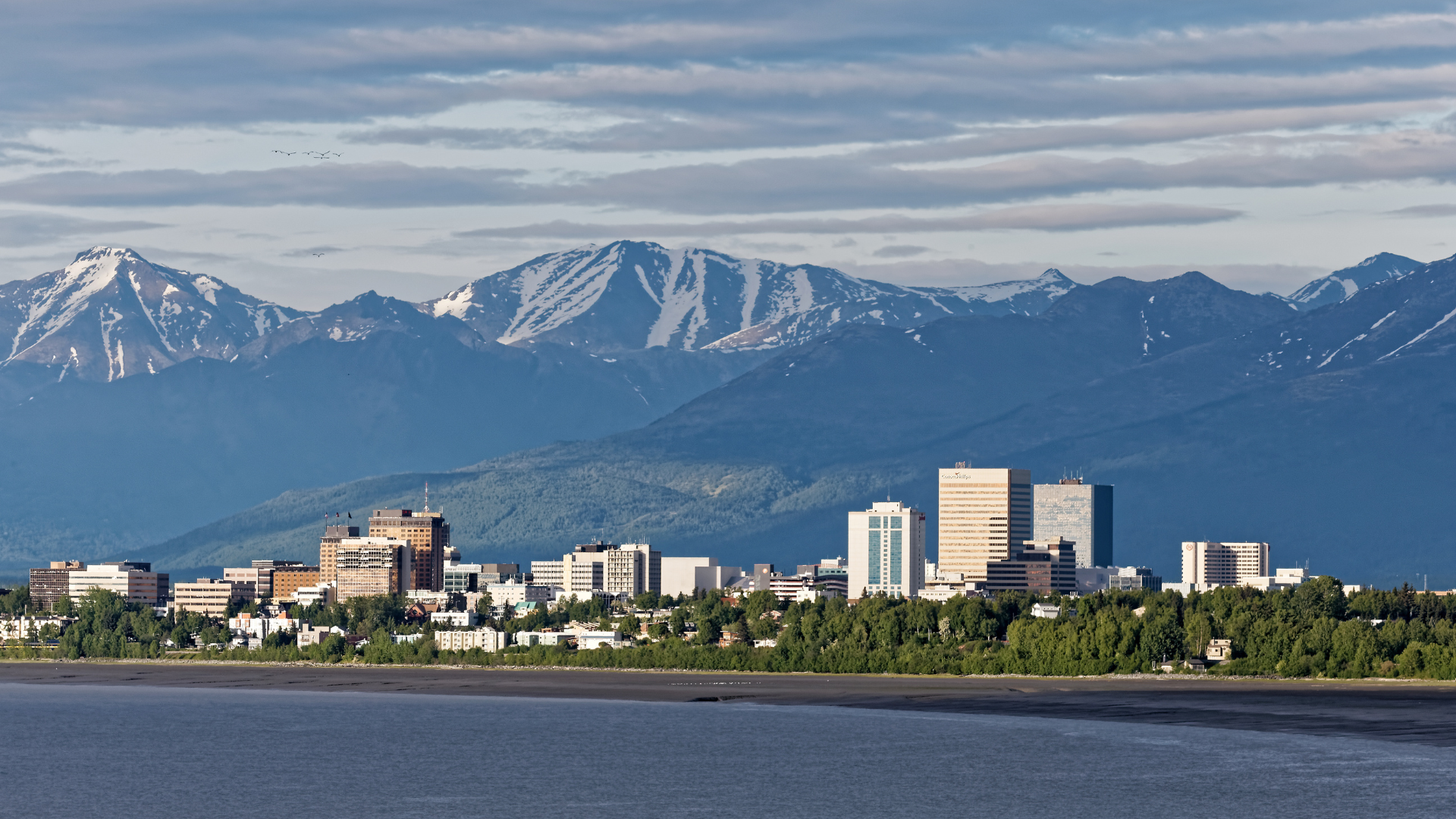 Anchorage City with the background beautiful mountains