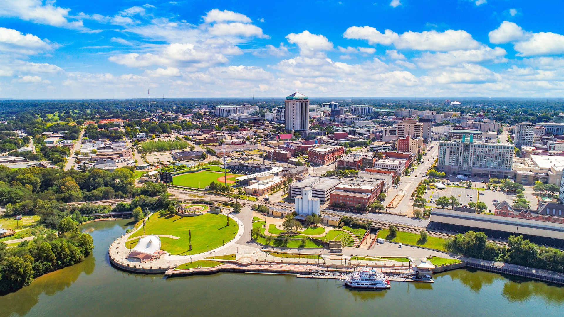 Aerial shot of beautiful city of Montgomery