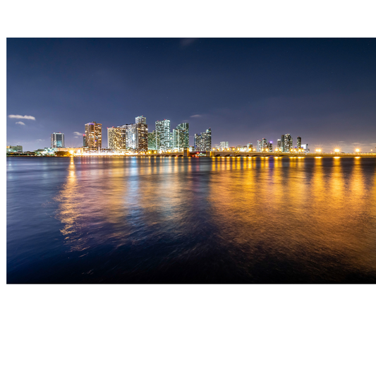  alt="the beautiful beachside view in Miami, Florida at night"