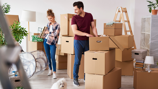 Couple moving checking their stuff as they have just moved to their new apartment